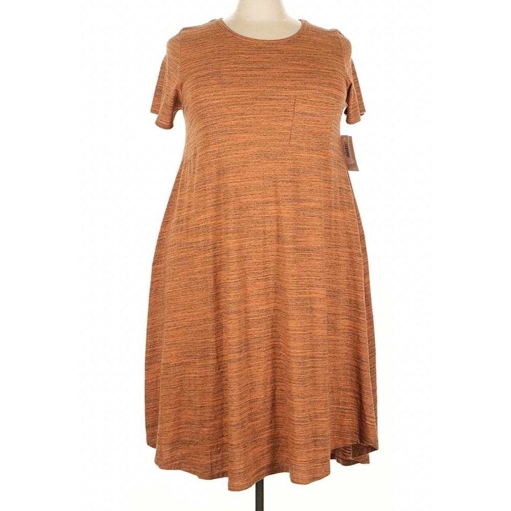 LuLaRoe Womens Dress Size 3XL Carly‎ Solid Brown Heathered Cotton Blend 3X NWT